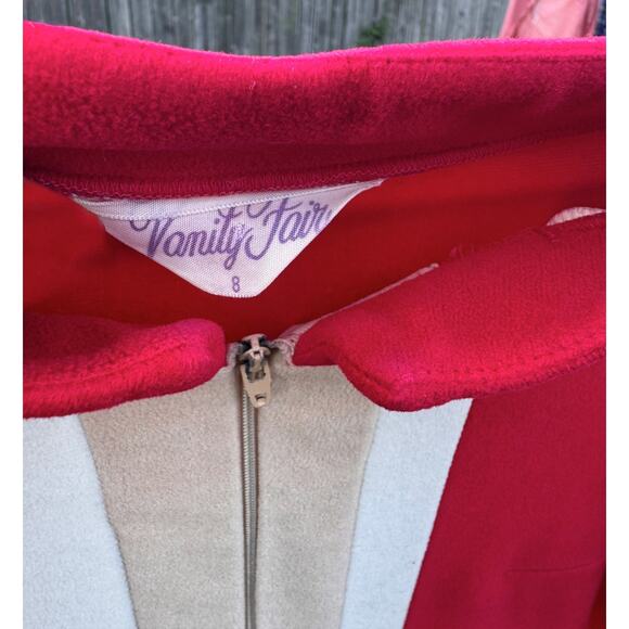 New Vanity Fair 1980's Robe Medium Hostess Gown Housecoat Velour Red Lounger - Picture 3 of 5